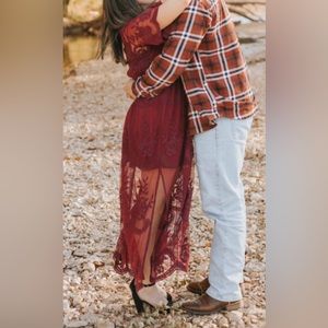 Beautiful maroon dress worn for engagement pictures last year. Size large.